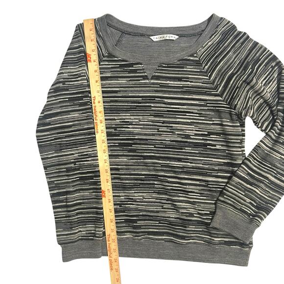 Trina Turk Lightweight Sweatshirt Variegated Gray Stripe Raglan Sleeve Small - Picture 3 of 11